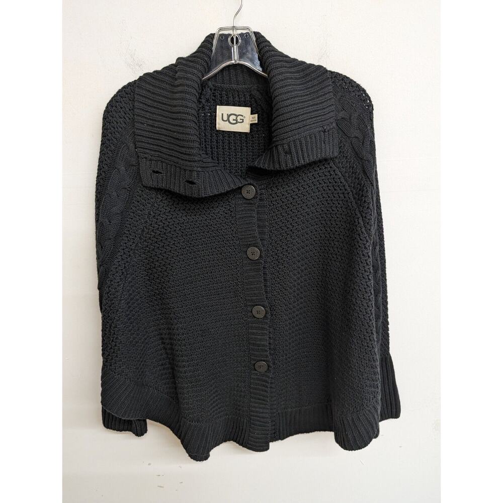Ugg Maribeth Black Cable Knit Button Cardigan Swe… - image 1